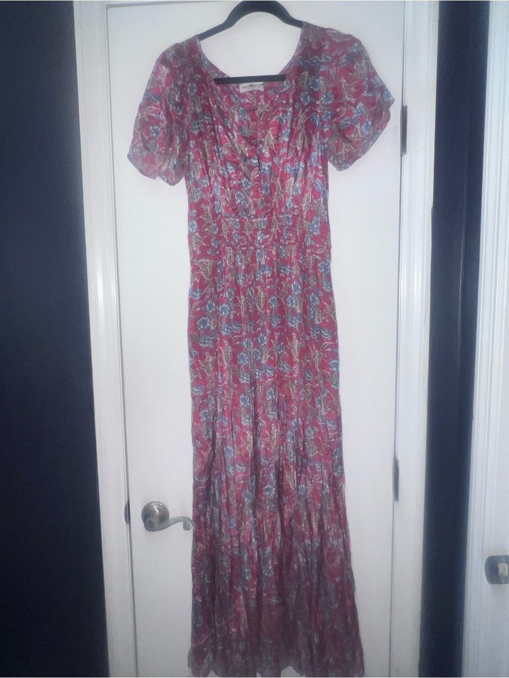 NATURAL LIFE Red Floral Puff-Sleeve Maxi Dress